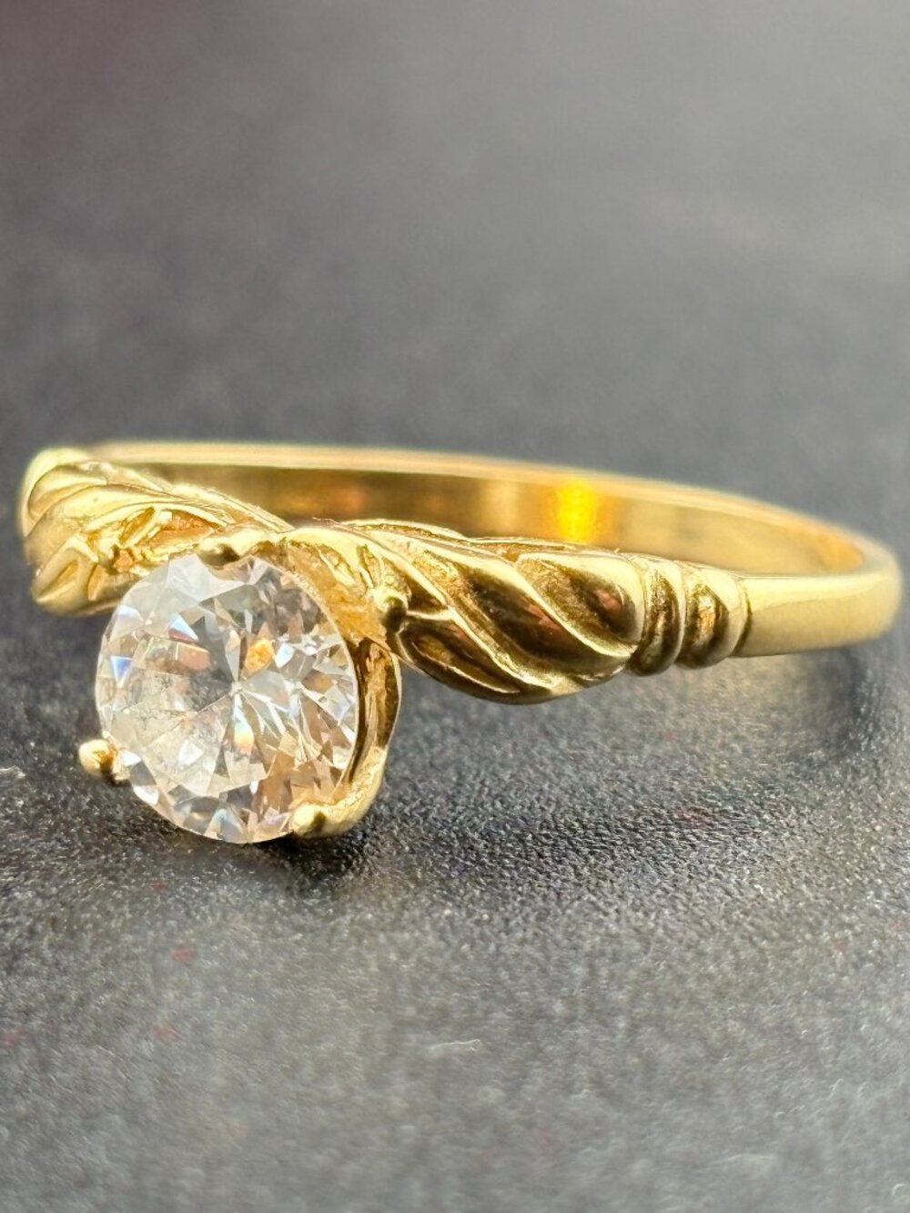 14k Gold Round Solitaire CZ 0.9 Ct Engagement Ring Designer JD Sz. 7.5 - 2.19 gm